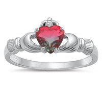 Heart 1.20ct Watermelon Tourmaline Claddagh Ring