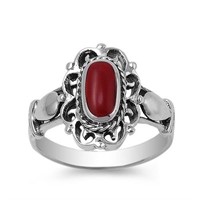 Vintage Style Oval Shape Red Carnelian Ring