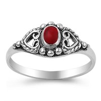 Oval Shape Red Carnelian Vintage Style Ring