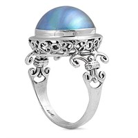 Genuine Gray Mabe Pearl Ring