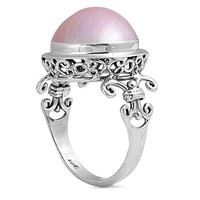Genuine Pink Mabe Pearl Ring