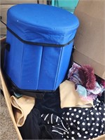 Large Box of Clothes Several New and New Cooler