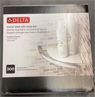 Delta Corner Shelf With Assist Bar Polished Chrome