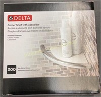 Delta Corner Shelf With Assist Bar Polished Chrome