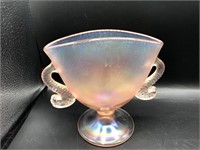 Fenton Double Dolphin Stretch Glass Fan Vase