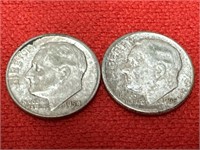 1954-D & 1955 Roosevelt Silver Dimes