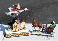 2 Jim Shore Figurines Santa Takes Flight Dashing