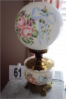 Vintage (21" Tall) Hand Painted Glass Lamp