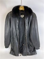 Damselle Leather Jacket with Faux Fur Trim