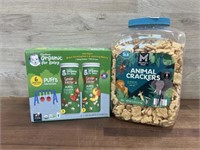 6 pack organic baby puffs & 5lb animal crackers