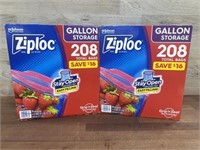 2-208 ct gallon ziploc bags