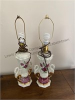 Two vintage ceramic table lamps, obvious damage