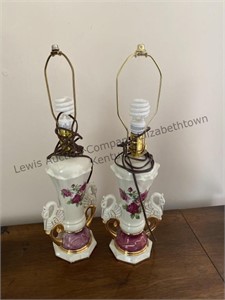 Two vintage ceramic table lamps, obvious damage
