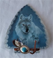 Glass Arrowhead with Wolf and Glass with Teepees