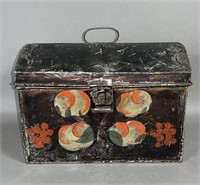 Black tole painted domed document box attributed