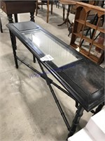 Black sofa table w/ glass top,54 x 14.5 x 26" tall