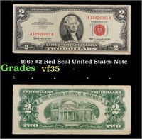 1963 $2 Red Seal United States Note Grades vf++