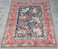 Hand Woven Qum Rug or Carpet, 6' 4" x 9' 7"