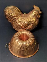 Vtg Copper Rooster and Bundt Cake Molds
