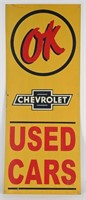 OK CHEVROLET USED CAR SINGLE SIDED TIN SIGN