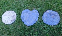 3 resin stepping stones, largest is 12" diam.
