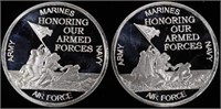 (2) 1 OZ .999 SILVER ARMED FORCES ROUNDS