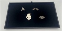 4 Brooch Pins - Assorted Marcasite, 925,