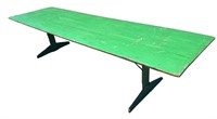 A Pine Folding Field Harvest Table, Original Green