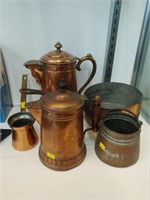 Five Pieces of Early Copper Cookware
