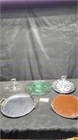 Misc glass & silver platters