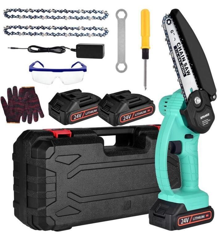 SPANEE, 6 IN. CORDLESS MINI CHAINSAW WITH 2