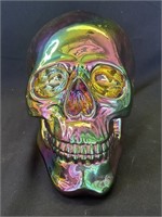 Multi colored ceramic skull decoration
