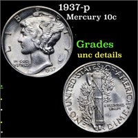 1937-p Mercury 10c Grades Unc Details