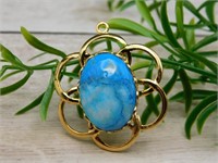 TURQUOISE FLOWER PENDANT ROCK STONE LAPIDARY SPECI