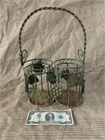 Double Wine Bottle Holder/ Carrier 14" Tall