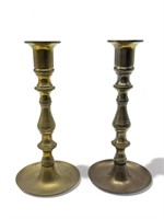 Pair of vintage brass candlesticks with drip