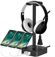 Headset Hanger with 3 USB Charger & 2 Outlets