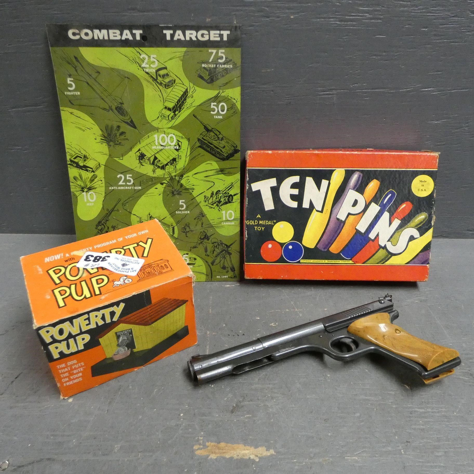 Tin Litho Combat Target, Daisy BB Pistol, Pup