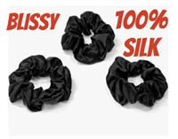 BLISSY 100% MULBERRY SILK 3 PACK SCRUNCH $52