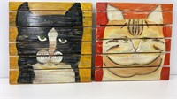 2 painted cats panels, farmhouse style, great on