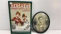 Hersheys Cocoa framed poster and antique oval