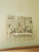 Metal Wall Coat Rack, Four Wall Plaques and