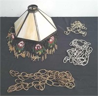 beaded and stained glass lamp shade measures 12 in
