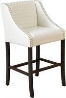 Milano Quilted Leather Bar Stool  White