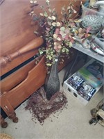 Metal Floor Vase and Beaded Swag