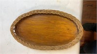 Vintage Woven & Wood Tray