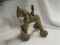 VINTAGE BRASS PULL TOY HORSE 4.5"T