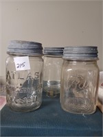 Three Vtg. Pint Clear Canning Jars w/ Lids