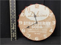 Metal Strawberry Soda Bottlecap Battery Clock