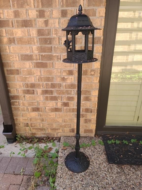 Metal Lantern on Stand w/ Bird for Patio or Garden